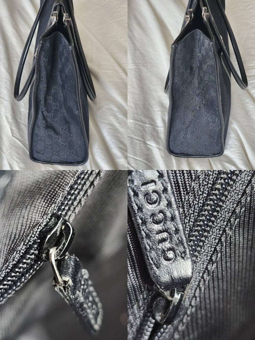 Vintage Gucci Monogram Jackie Bardot Large Black Tote Archival Tom Ford Y2K Era - Picture 8 of 11